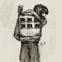 How can a person lose everything he owns and not lose his mind? Ahmed Aldaalsa 2024 -Art print limited 1/2 A2- €200,- / A3 1/20 €50,- How can a person lose everything he owns and not lose his mind? Ahmed Aldaalsa 2024